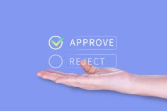 Approve or reject guarantee concept, Approved, accept, pass inspection, tick correct mark to approve document and project, Management, examine, business, survey, tick, certification.